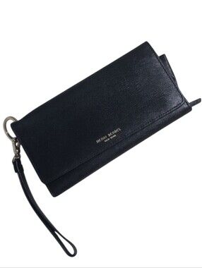Henri Bendel New York Black Saffiano Leather Continental Wristlet Wallet